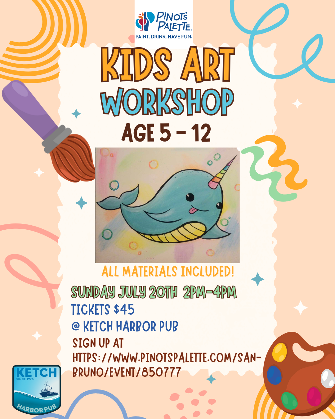 Kids Paint Event at Ketch Harbor Pub with Pinot's Palette